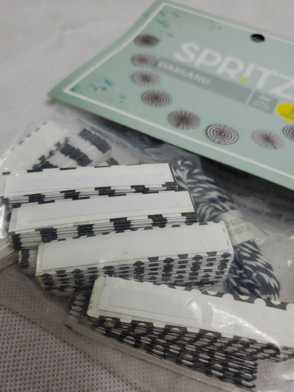 Spritz Garland Paper Fans Black White 7 feet Long Lot of 2 pieces