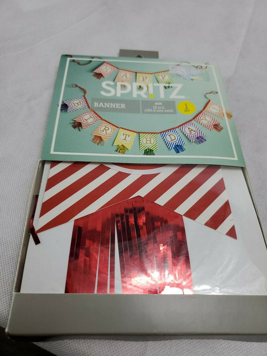 Spritz Happy Birthday Party Banner White/Red - 72"