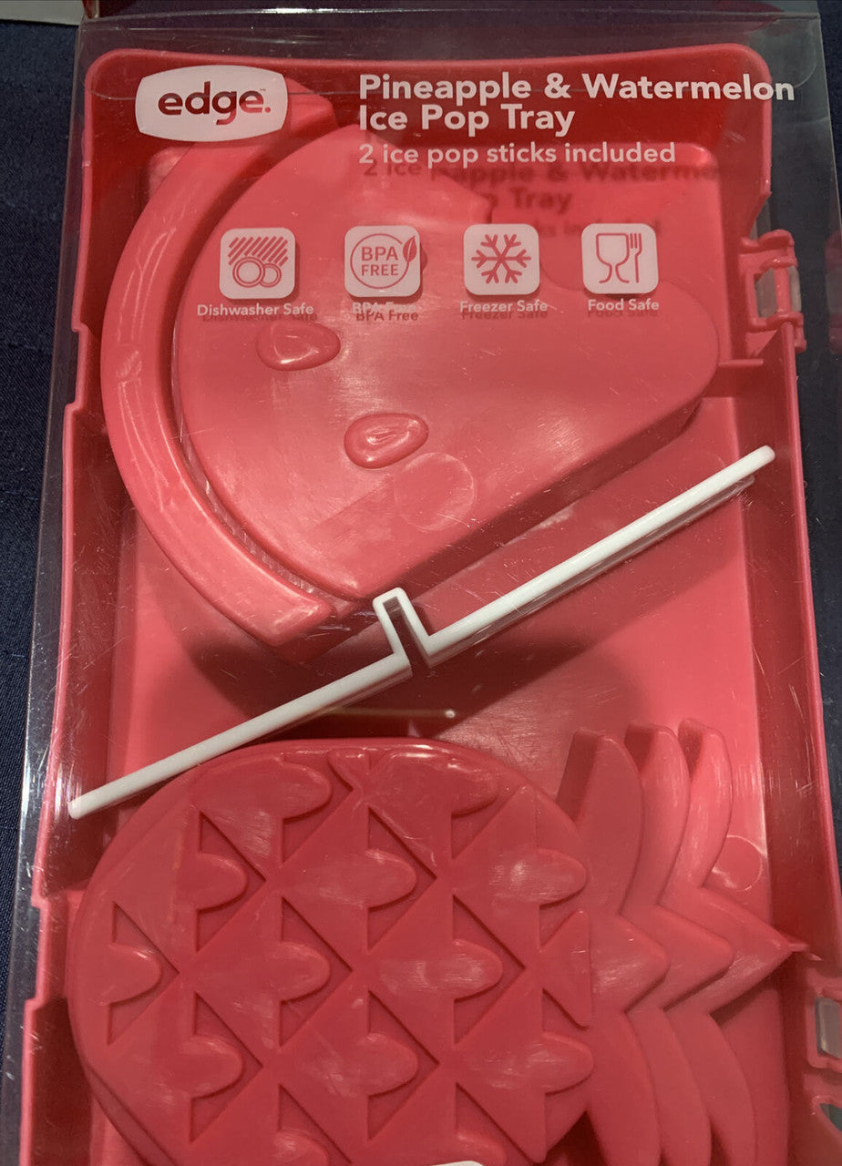 Watermelon & Pineapple POPSICLE ICE POP TRAY Mold with Sticks Pink