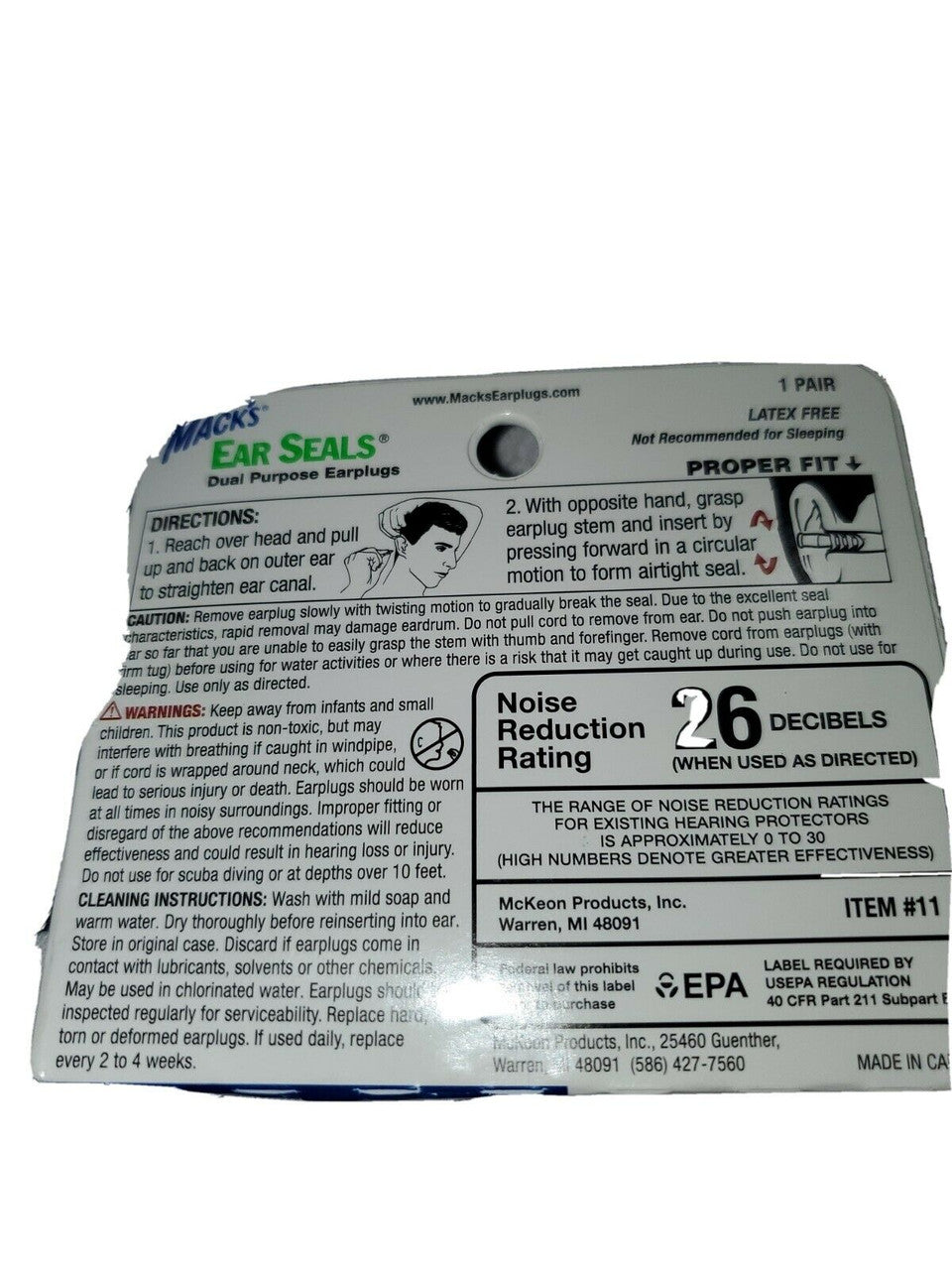 Macks Ear Seals Dual Purpose Earplugs 26dB 1 Pair