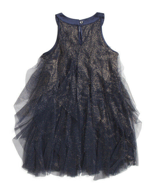 MISS MONA MOUSE Little Girls Glitter Mesh Cascade Dress 4