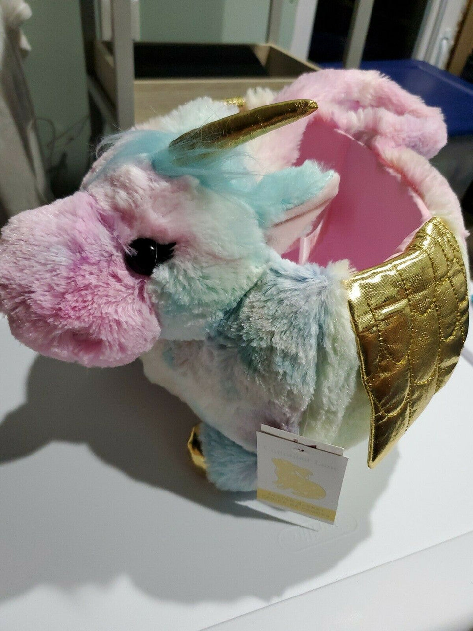 Plush Unicorn Basket  Cottontail Lane Pastel Rainbow Tie Dye Easter/birthday