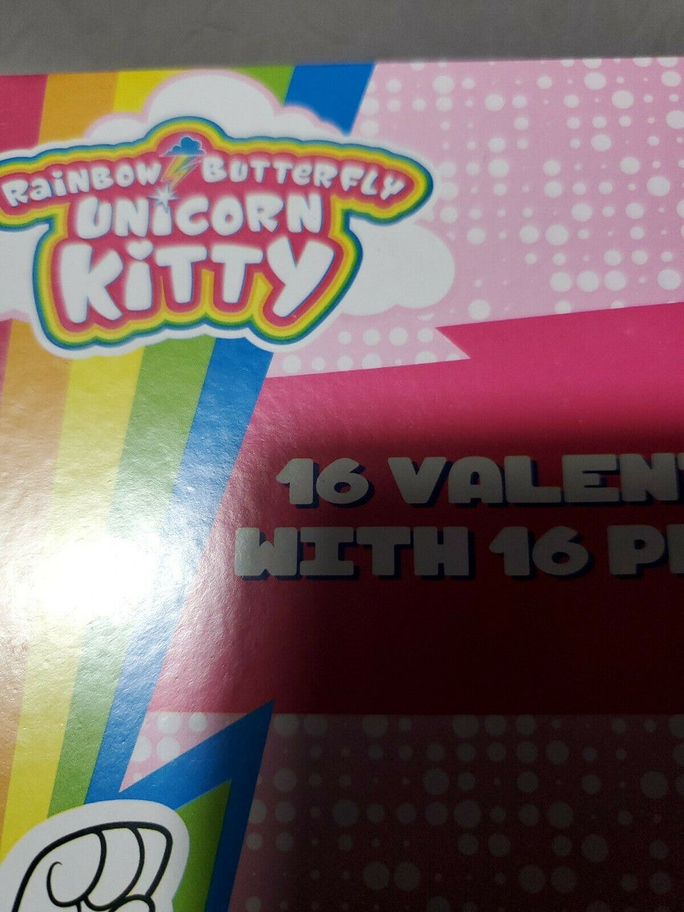 Unicorn Kitty Rainbow  Butterfly 16 Valentines with 16 Pencils