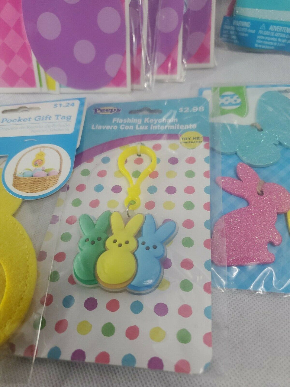 Happy Easter - Easter Banner Confetti chalkboard tie gift tag key chain lot 11