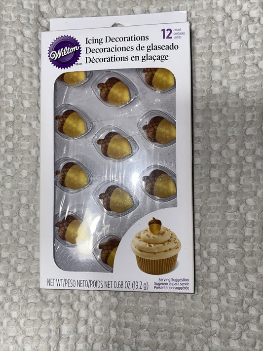 Wilton 12 Count Autumn Acorns Icing Decorating Kit Cupcakes Birthday