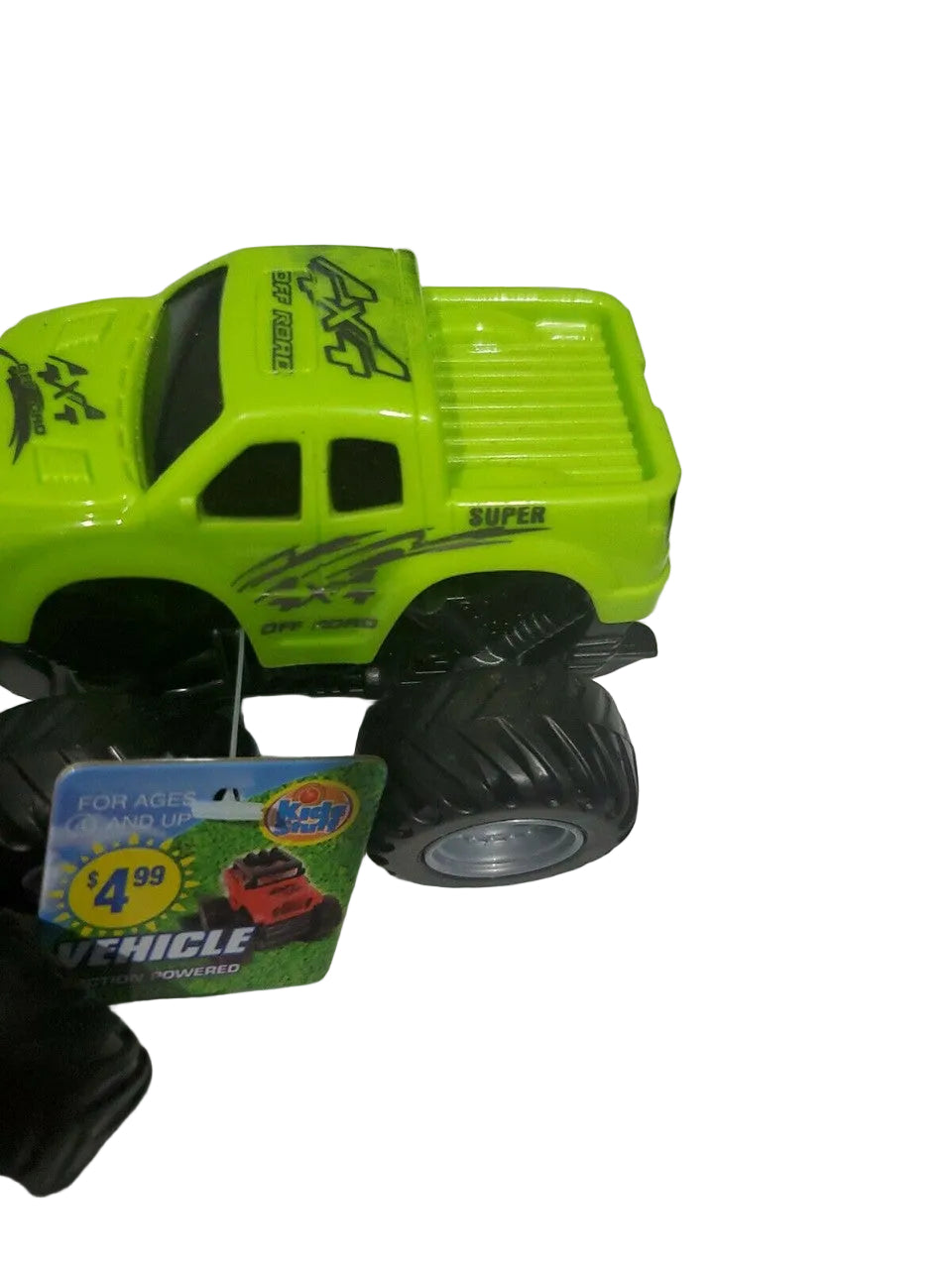 Friction powered 4WD jeep and monster truck toy set in packaging