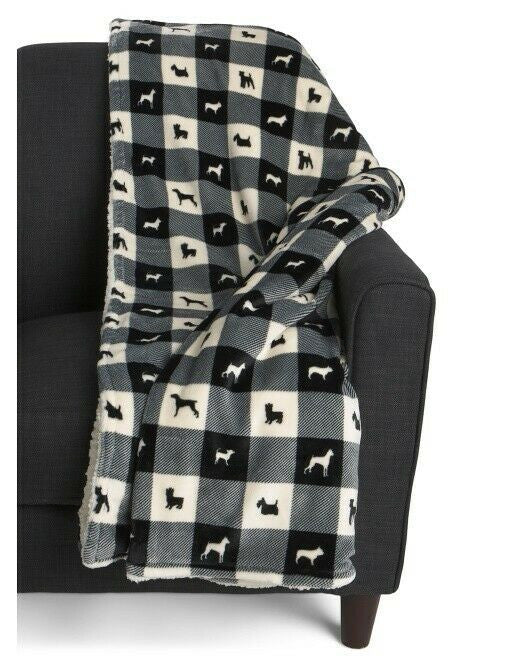 Fringe Studio Calico Plaid Sherpa Back Throw Blanket 50 x 60