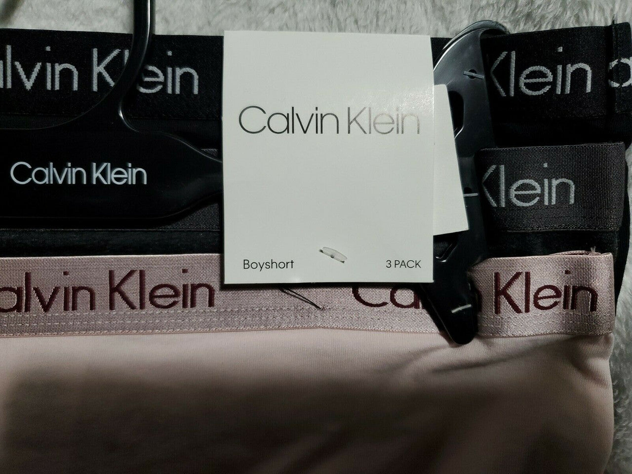 Calvin Klein 3 Pack Black Gray Heather Boyshort Panties Small