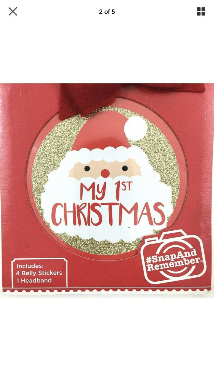 3 Pcs Christmas Milestone Headband and Milestone Sticker Set My First Christmas