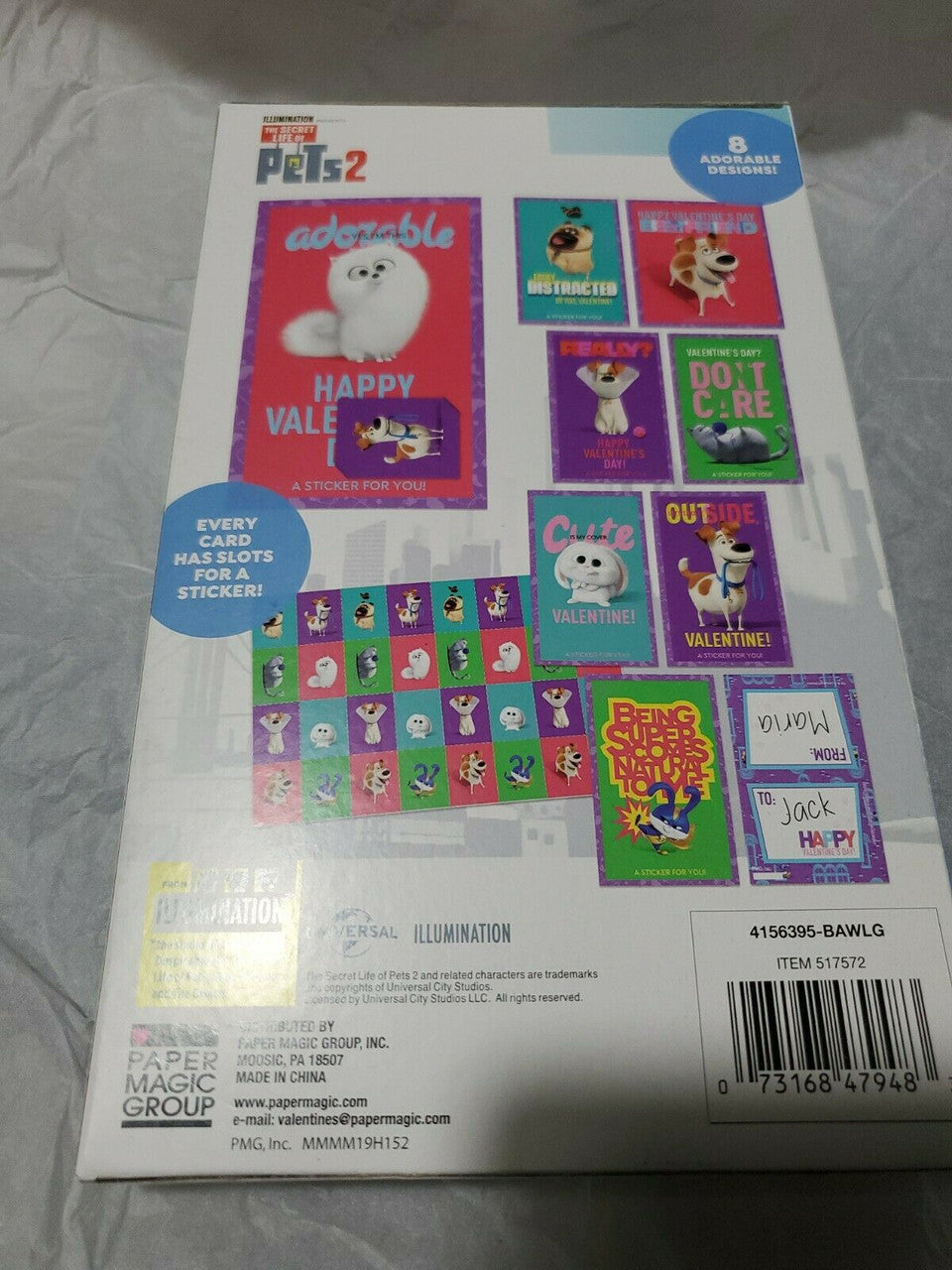 The Secret Life PETS 2  32 Count Valentines Cards With stickers