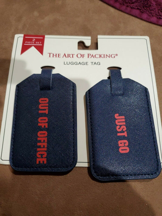 SPRAYCO OUT OF OFFICE JUST GO THEME LUGGAGE TAGS PAIR