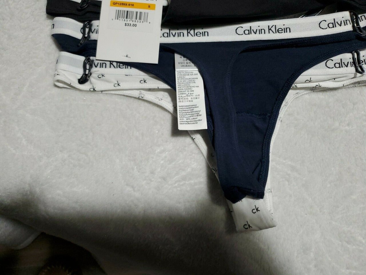 Calvin Klein CK Women Carousel Thongs 3-Pack Multiple Colors Panties Small