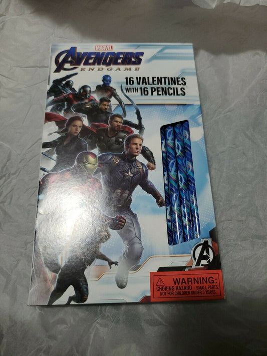 Marvel AVENGERS  Endgame 16 Valentines with 16 Pencils
