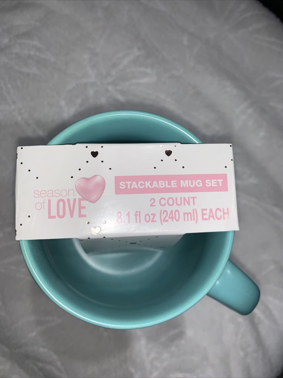 Season Of Love “The Hot/Cold One” Stackable Mug 2 Piece Set Teal