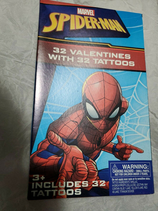 Marvel Spider-Man 32 Count Valentines Cards With Tattoos