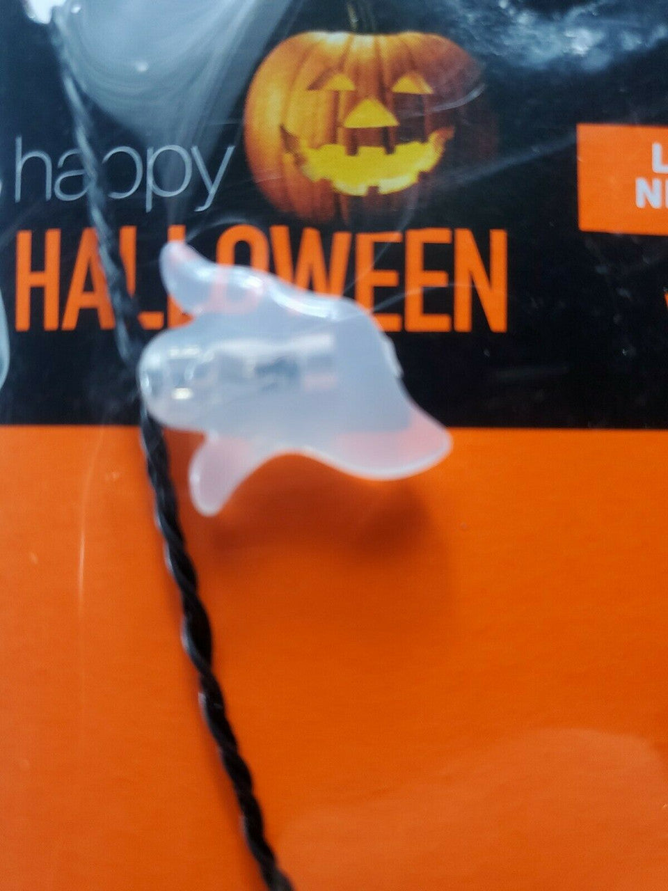 Happy Halloween Light-Up Ghost BOO Necklace 33” Spooky Trick Or Treat Lot of 4