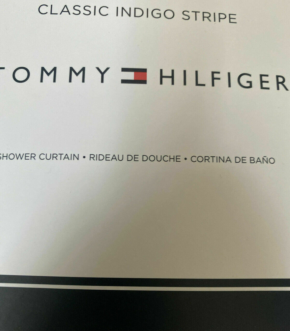 Tommy Hilfiger Classic Indigo Stripe Ivory Beige Fabric Shower Curtain 72x72