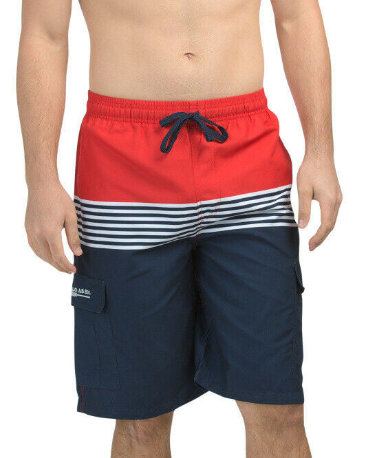 US POLO ASSOCIATION Striped Cargo Swim Shorts