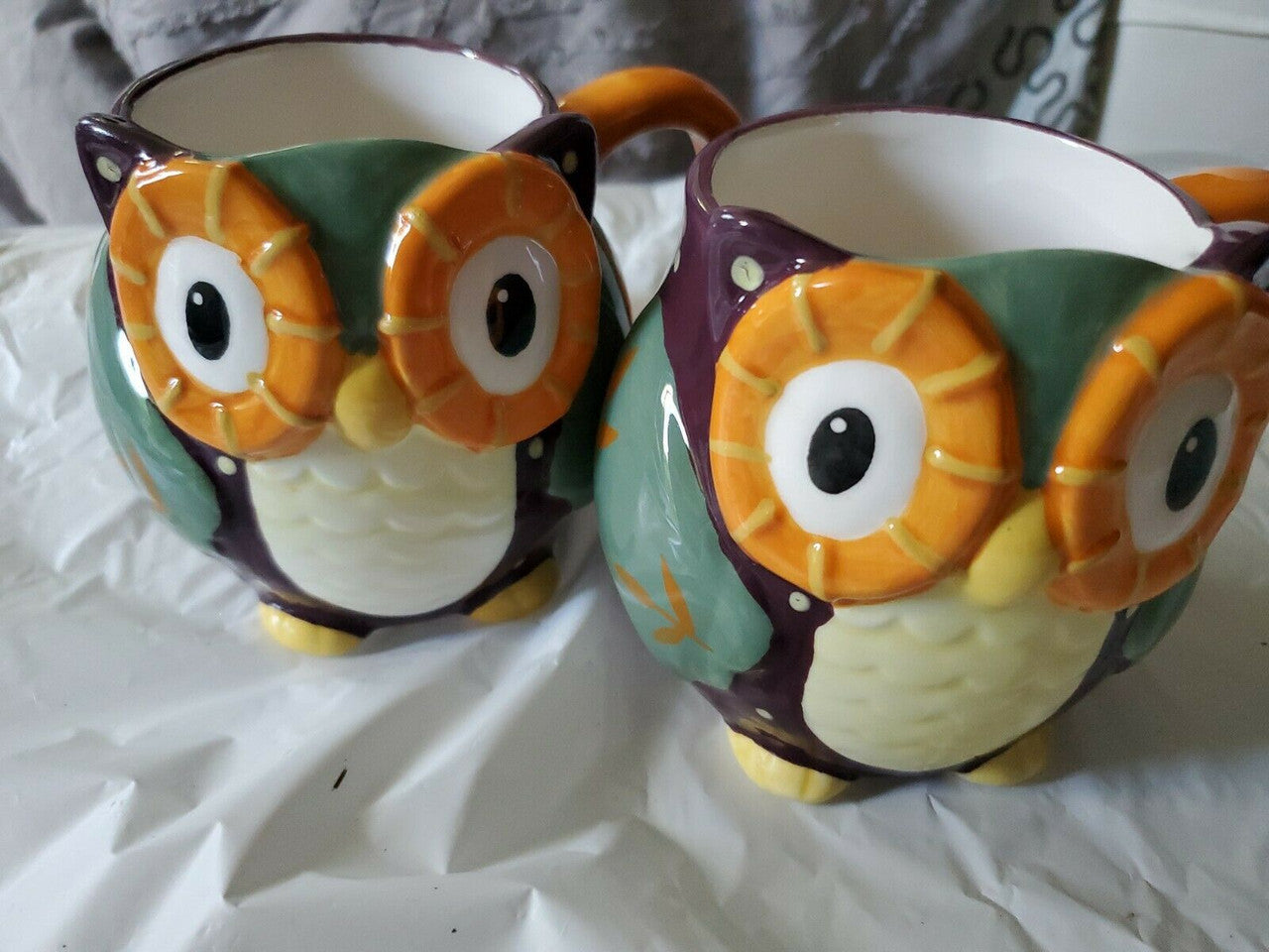 Ceramic Owl Mugs Set of 2 Coffee 3D Cups 16Oz