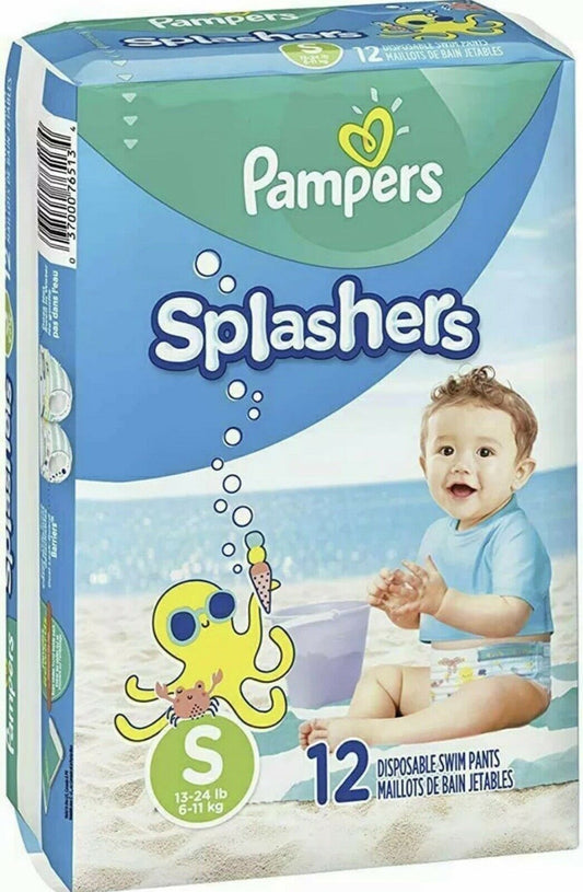 Pampers Splashers Swim Diapers Disposable Swim Pants SMALL 13-24 lb 12 Count