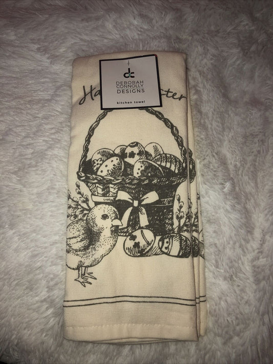Deborah Connolly Designs Easter Kitchen Towels Set Of 2 Chicken & Easter Basket