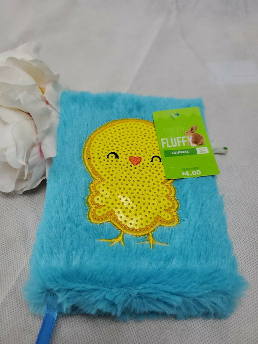 HAPPY GO FLUFFY Fur Puffy Chic Journal Kids Notebook Diary 6” Blue