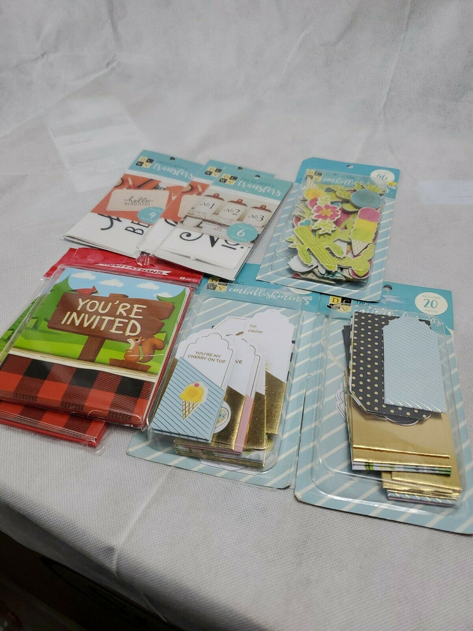 Lot Of Birthday Tags Invitations cards Cute Icons Press apply transfers 8 pc