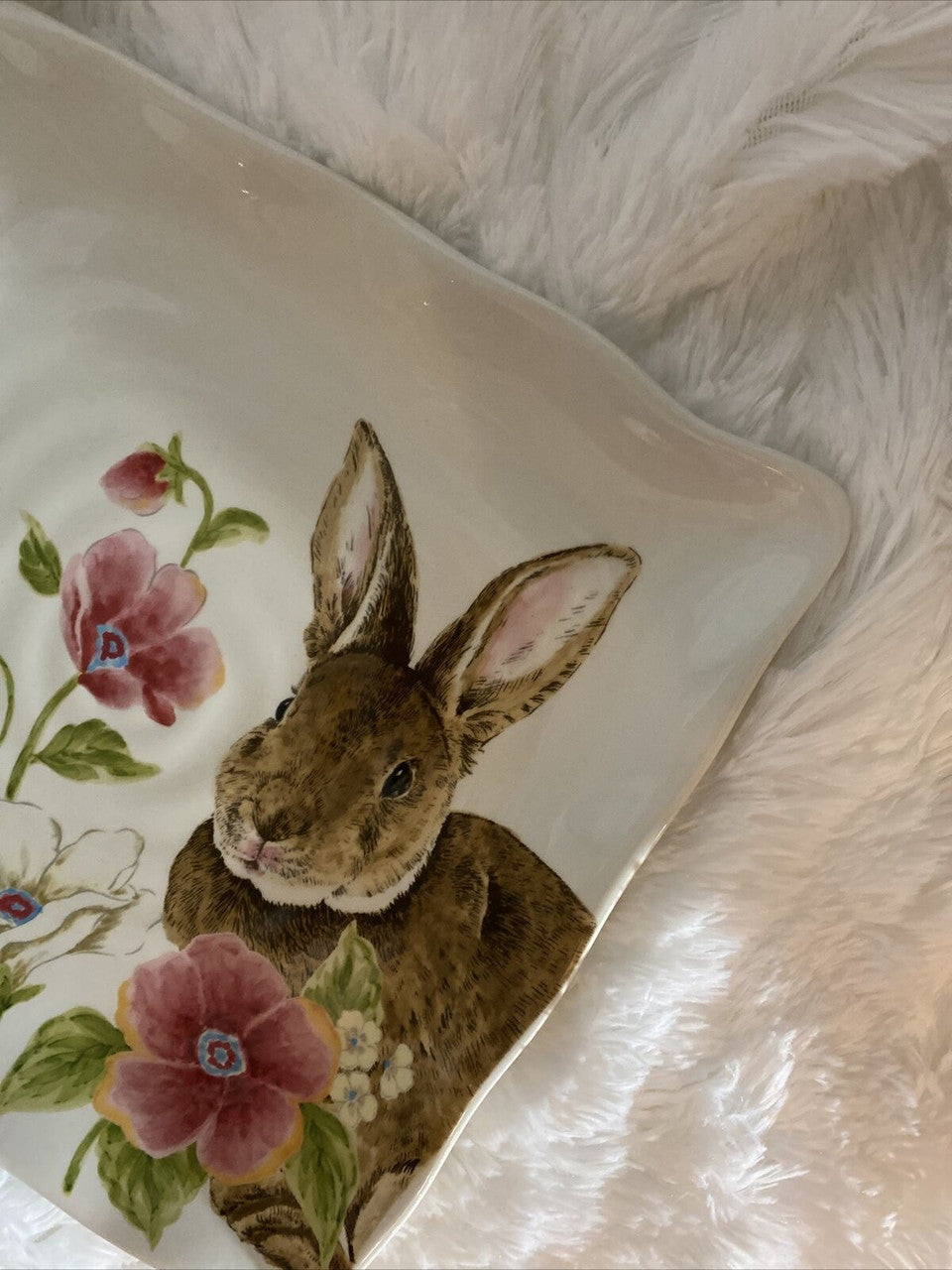 5 Pcs Maxcera EASTER Cake Plate Serving Dish Bunny Rabbit Spring Floral