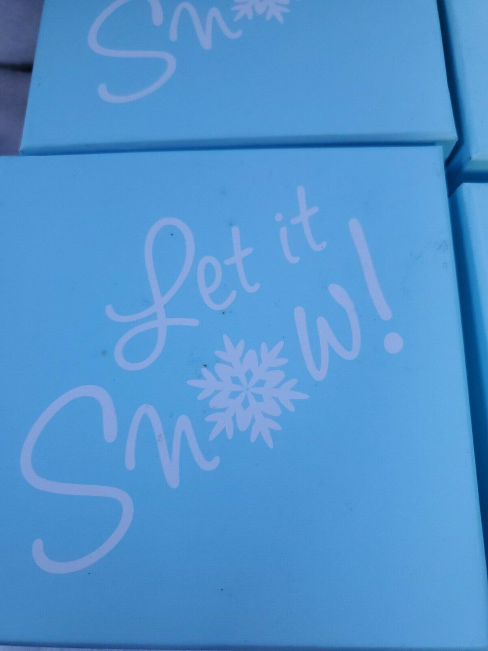 Let it Snow Box  Christmas Gift Winter Holiday Blue New Year  lot of 4