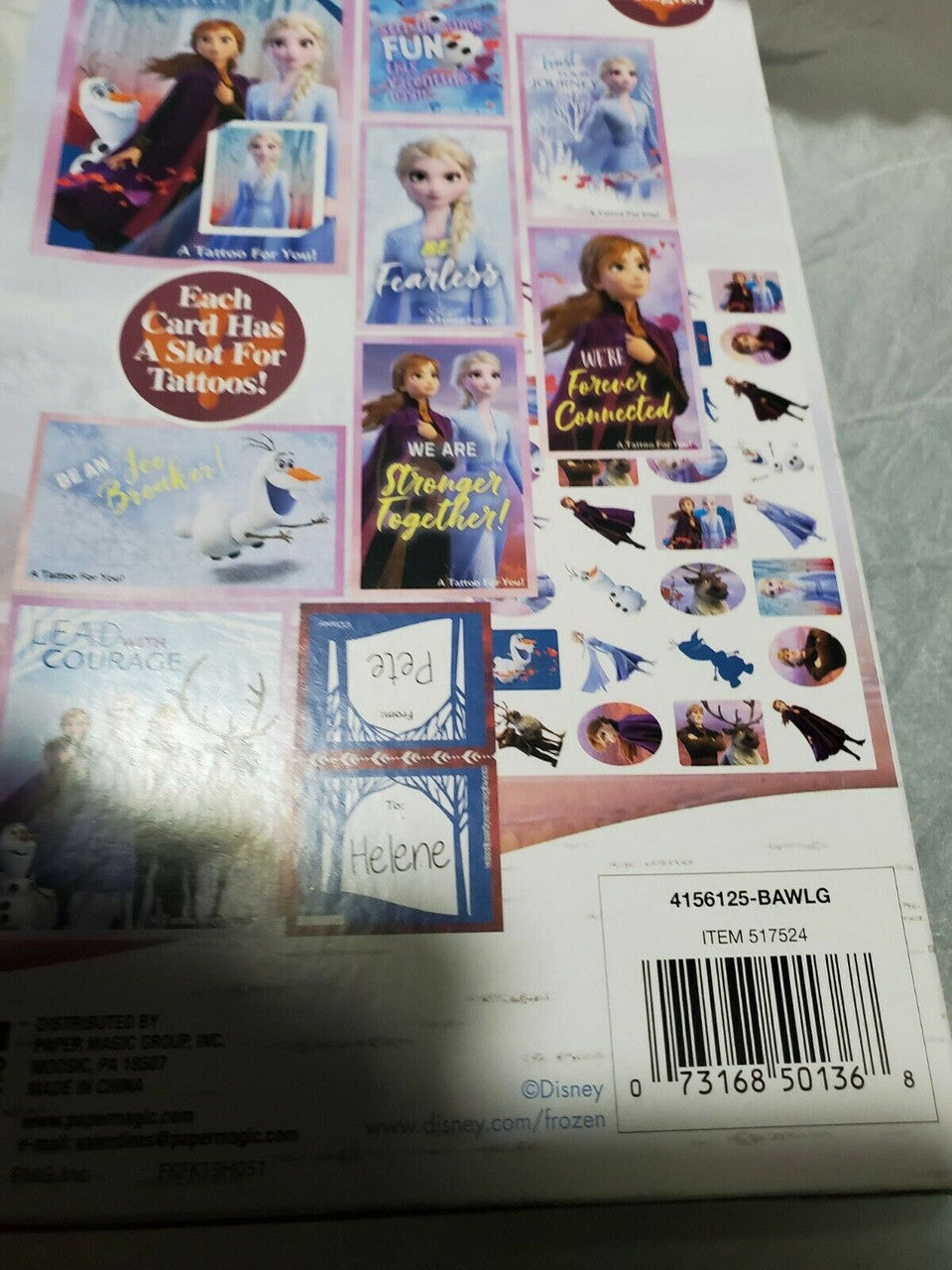 Disney Frozen 2 32 Count Valentines Cards With Glitter Tattoos