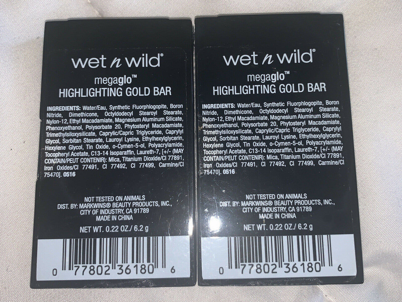 Lot of 2 WET N WILD Megaglo Highlighting Gold Bar Holly Gold-Head #36180