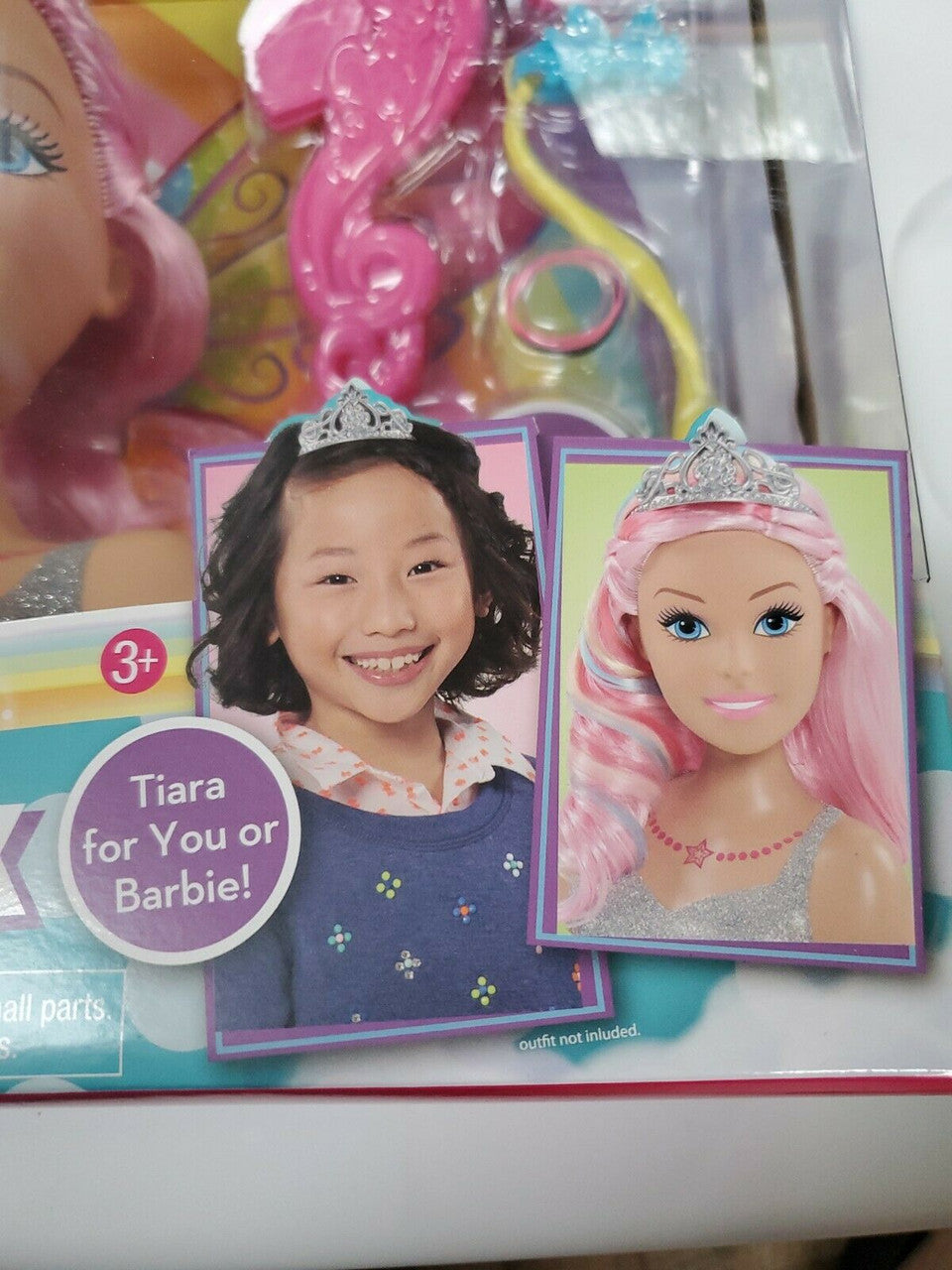 Barbie Dreamtopia Rainbow Styling Head 22 Piece Set Tiara Brush Curling Iron
