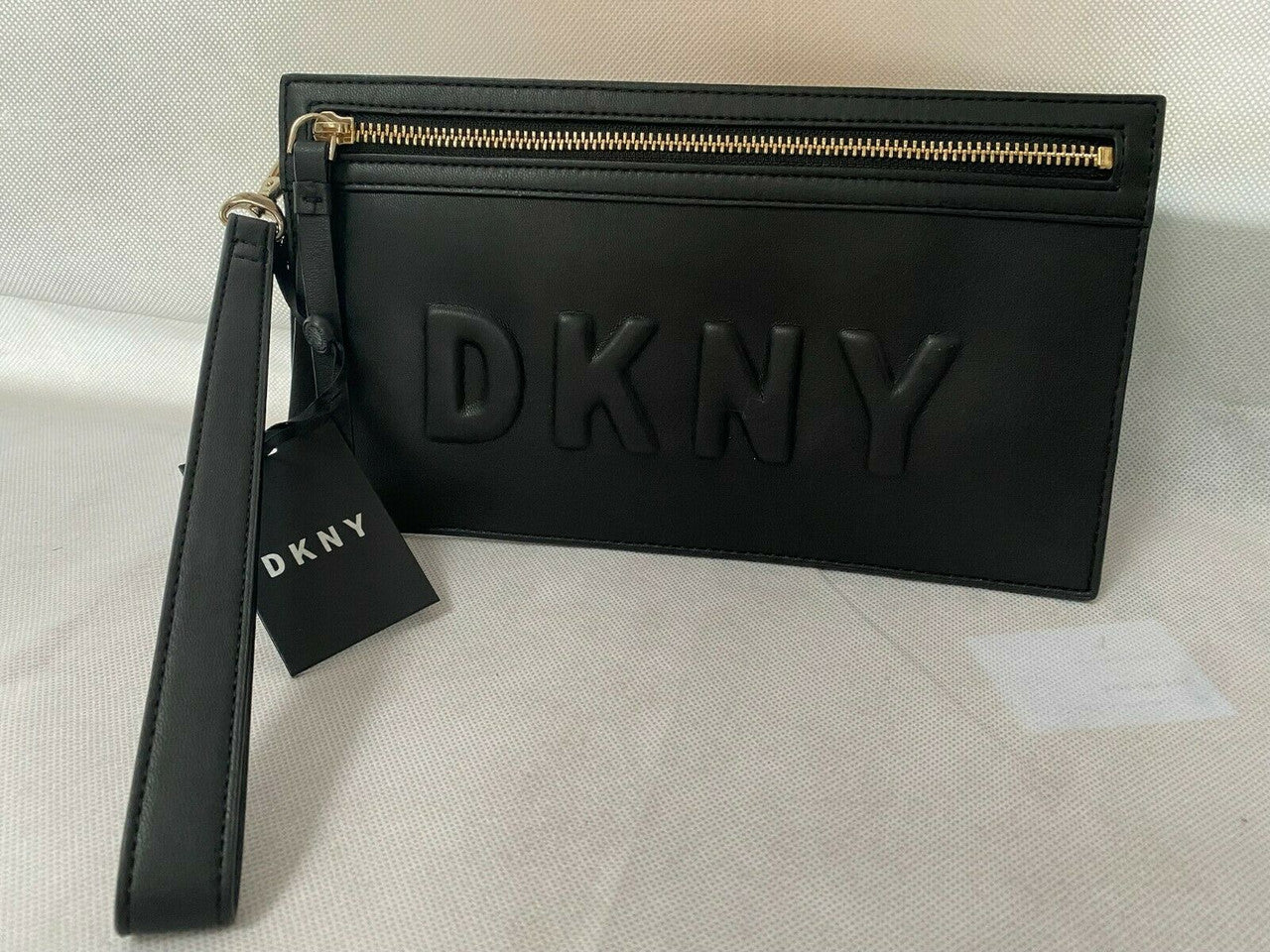 DKNY Tilly Logo LG Wristlet Black Wallet