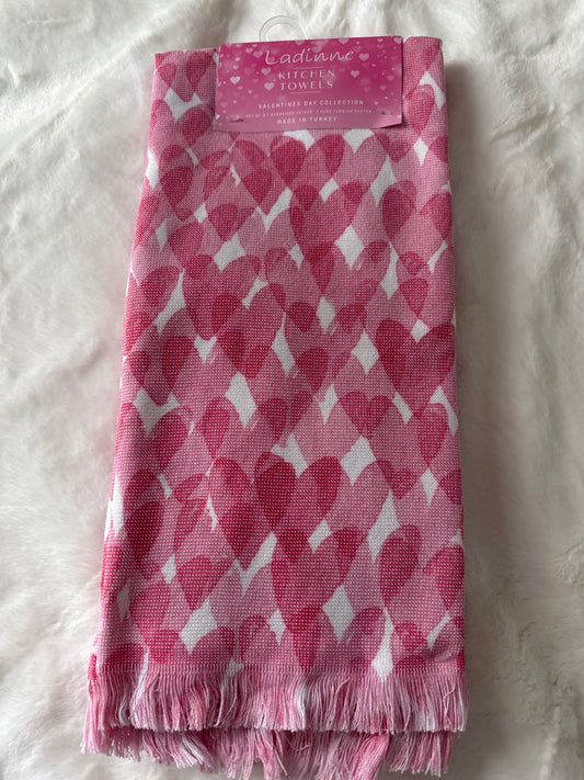 Set of 2 Oversized Turkish Cotton Kitchen Towels | Valentine's Day Collection, 20"x30"