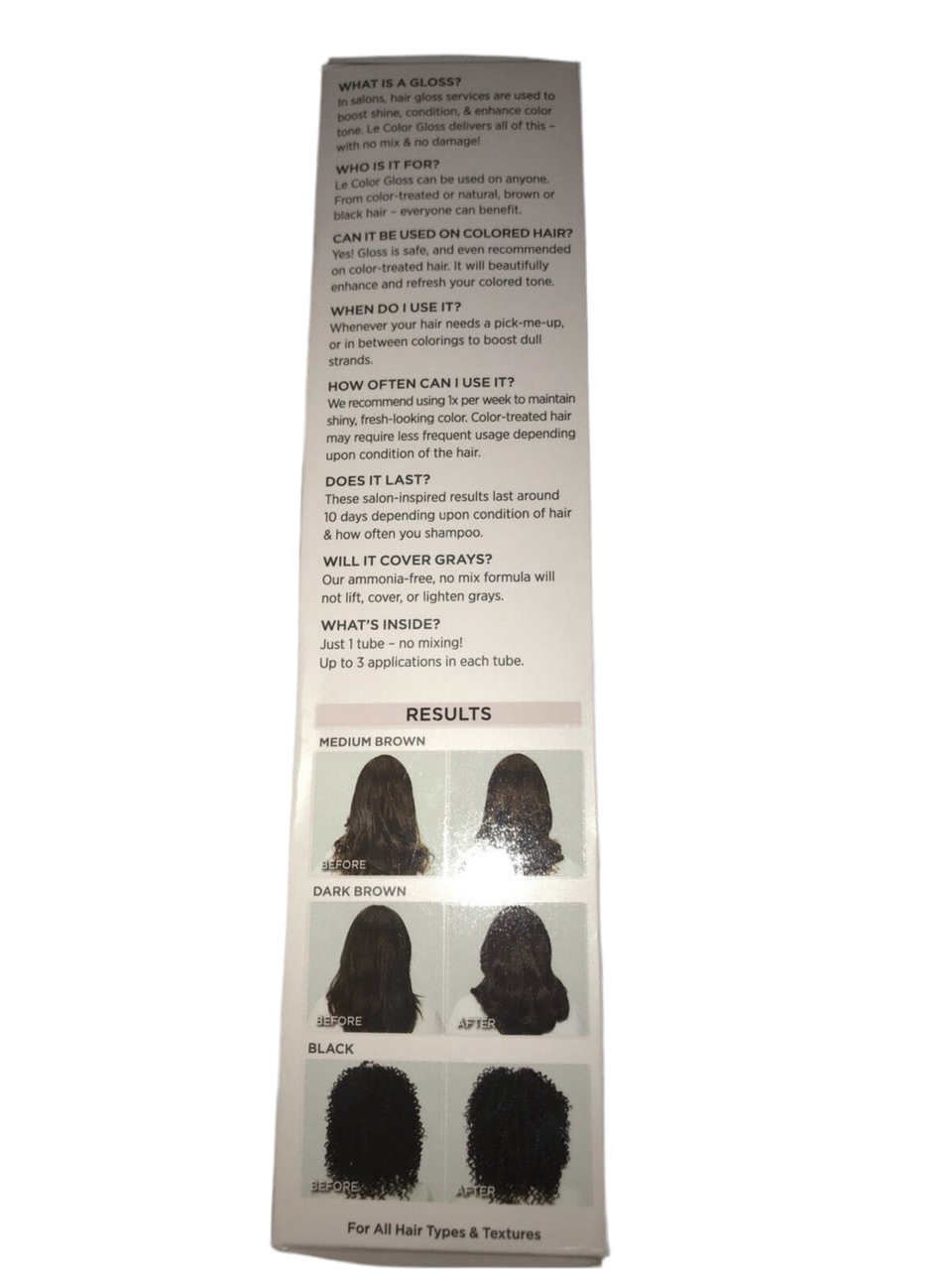 L'Oreal Paris Le Color 1 Step Hair Toning Gloss Black  Deep Condition