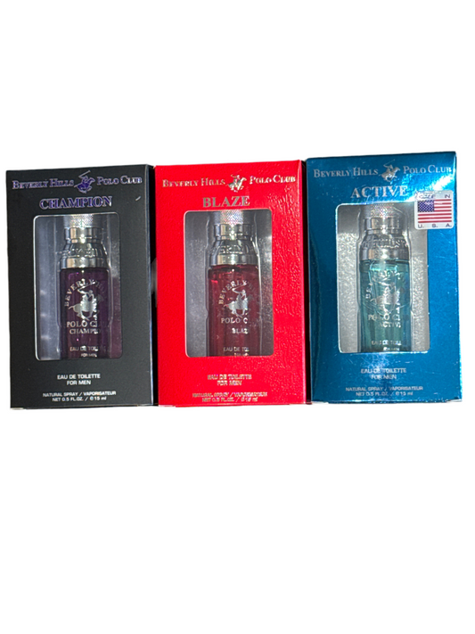 Men’s 3-Piece Eau de Toilette Set – Champion, Blaze, Active – 0.5 oz Each