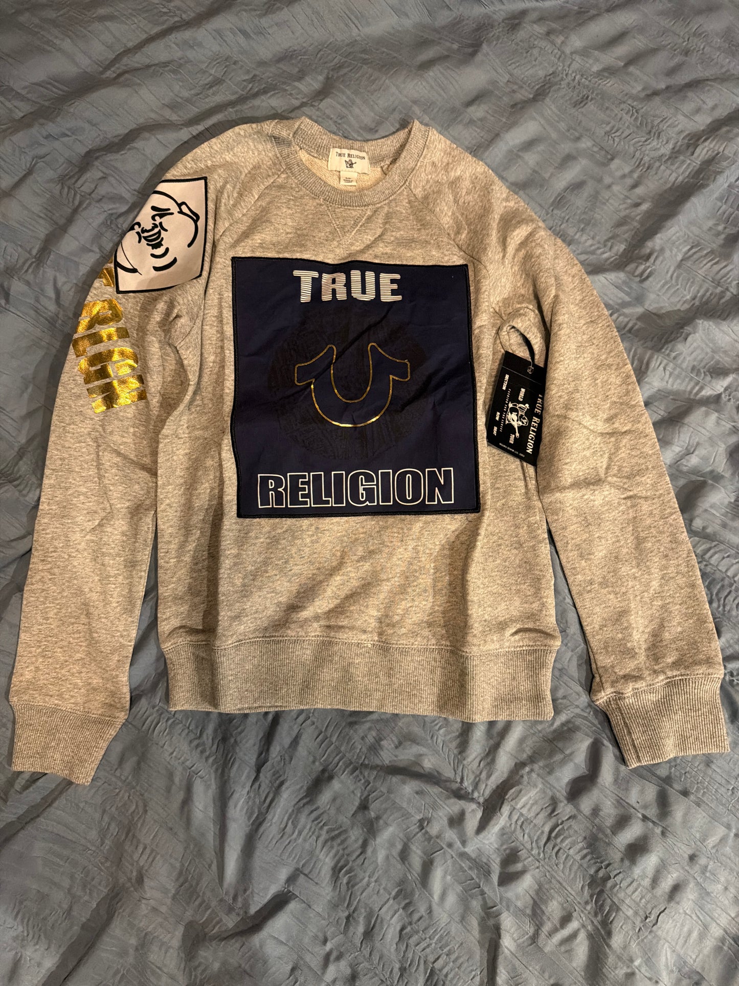 Juniors Logo Graphic Sweatshirt Heather Grey Size S