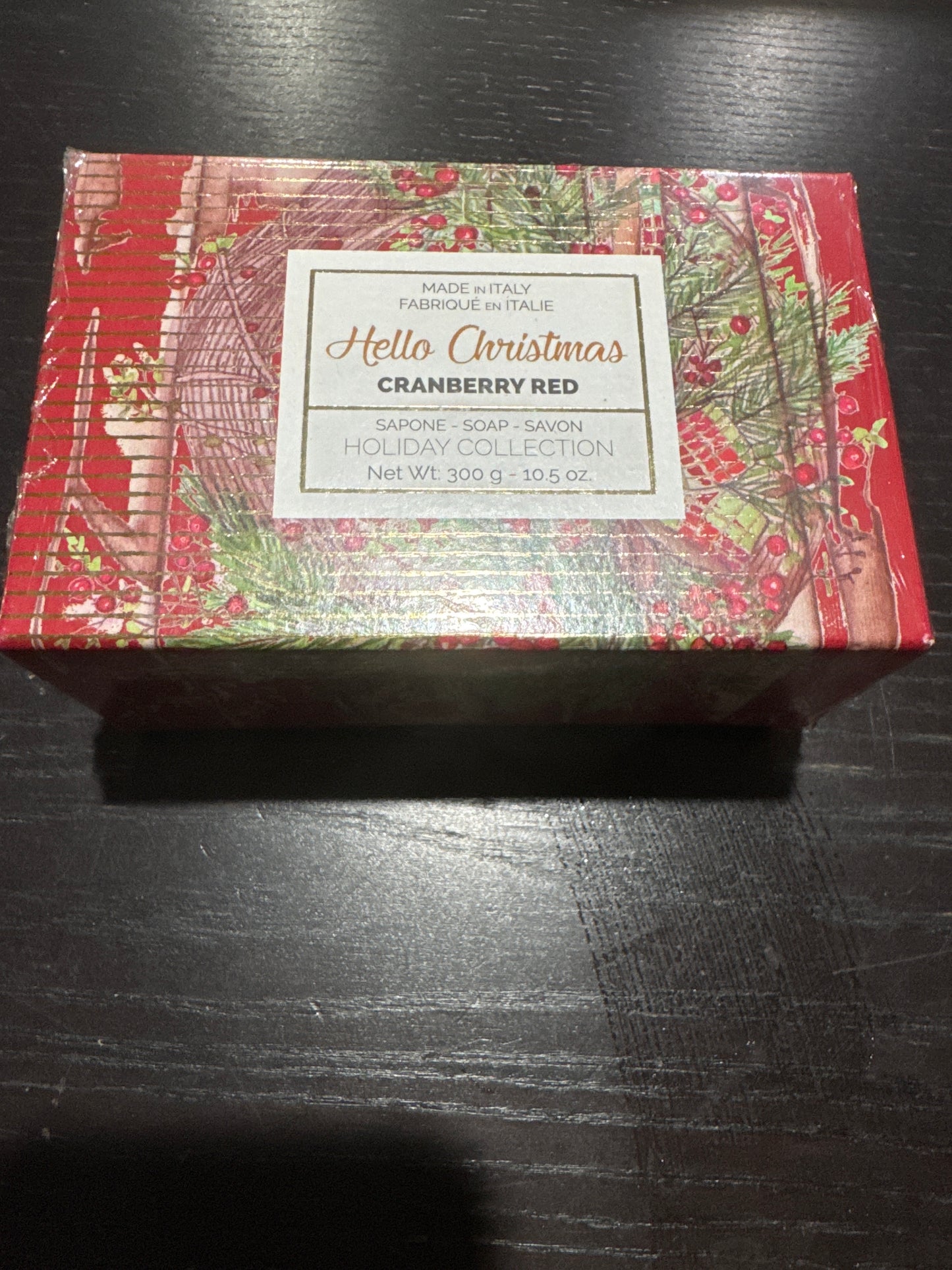 Hello Christmas Cranberry Red 10.5 oz soap