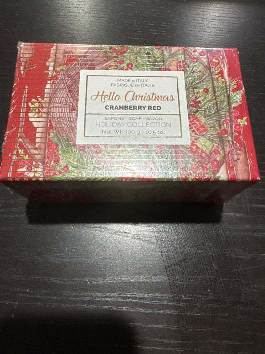 Hello Christmas Cranberry Red 10.5 oz soap