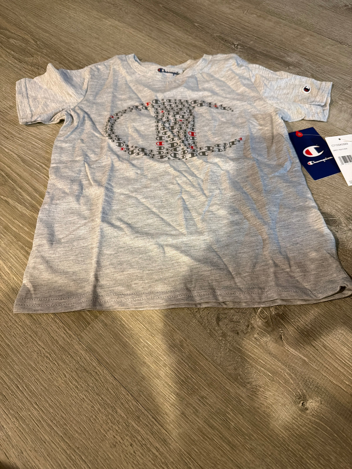 Champion Boys’ Grey Heather Logo Graphic T-Shirt – Size 5