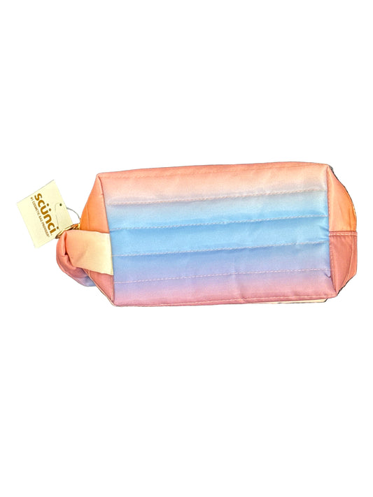 Scünci cosmetic bag with rainbow ombre design, approx 8" x 4"