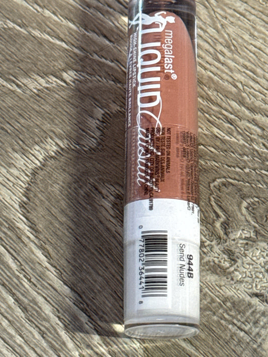 Wet n Wild MegaLast Liquid Catsuit High-Shine Lipstick # 944B Send Nudes 0.2 Oz