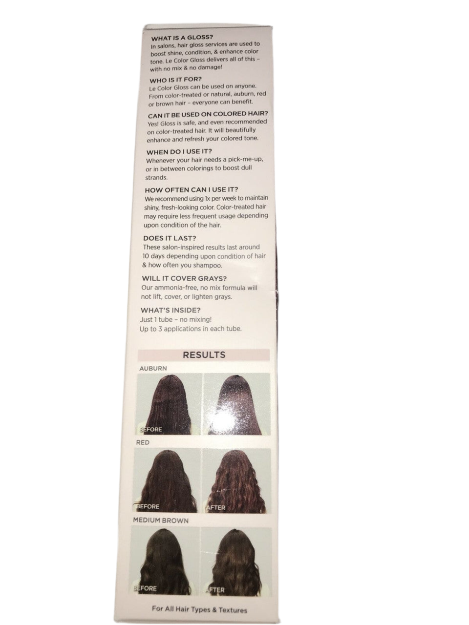 L'Oreal Paris Le Color 1 Step Hair Toning Gloss Auburn  Deep Condition