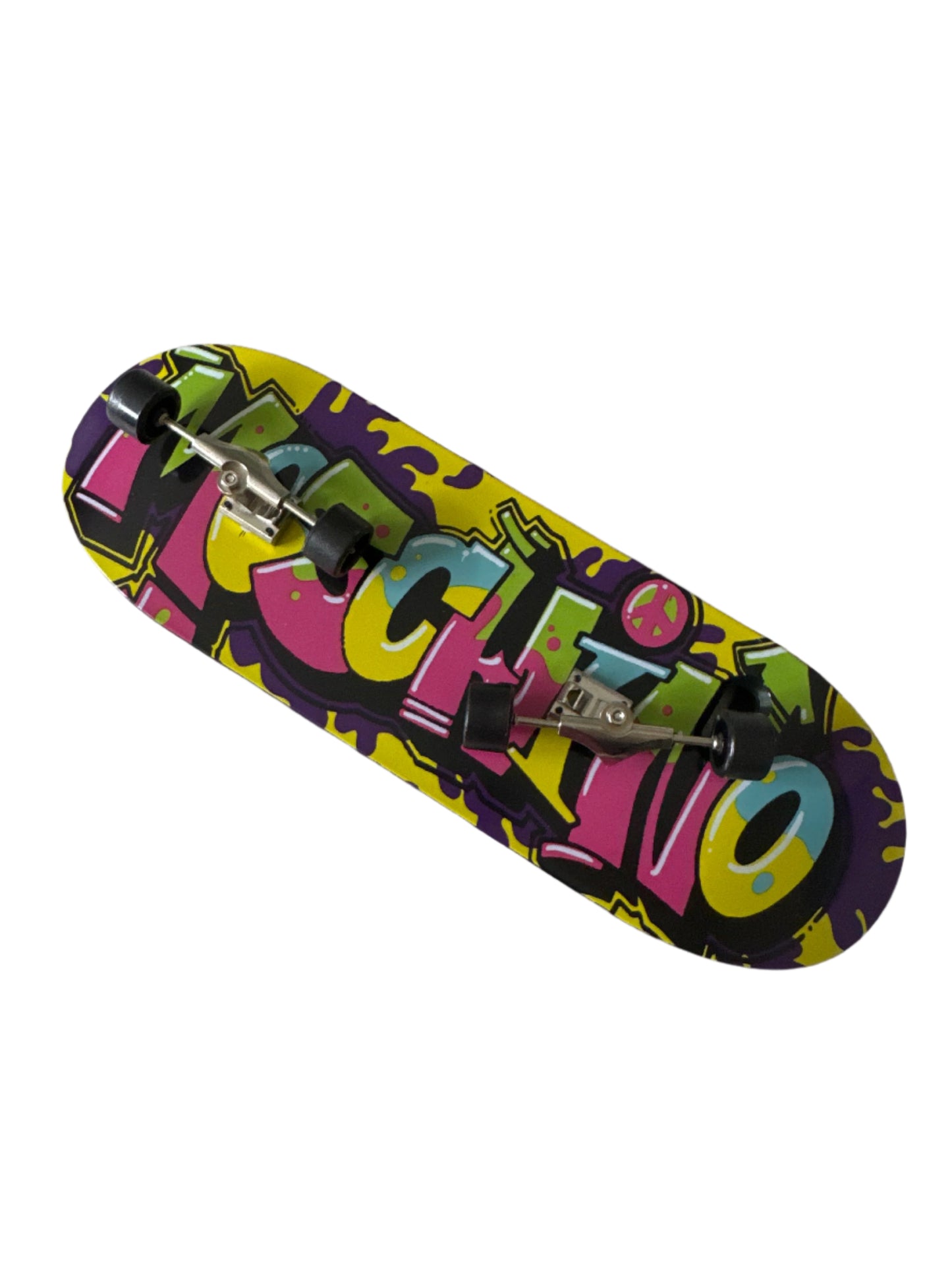 Colorful MOSCHINO printed iPhone 6 case displayed vertically, shaped like a skateboard, boxed