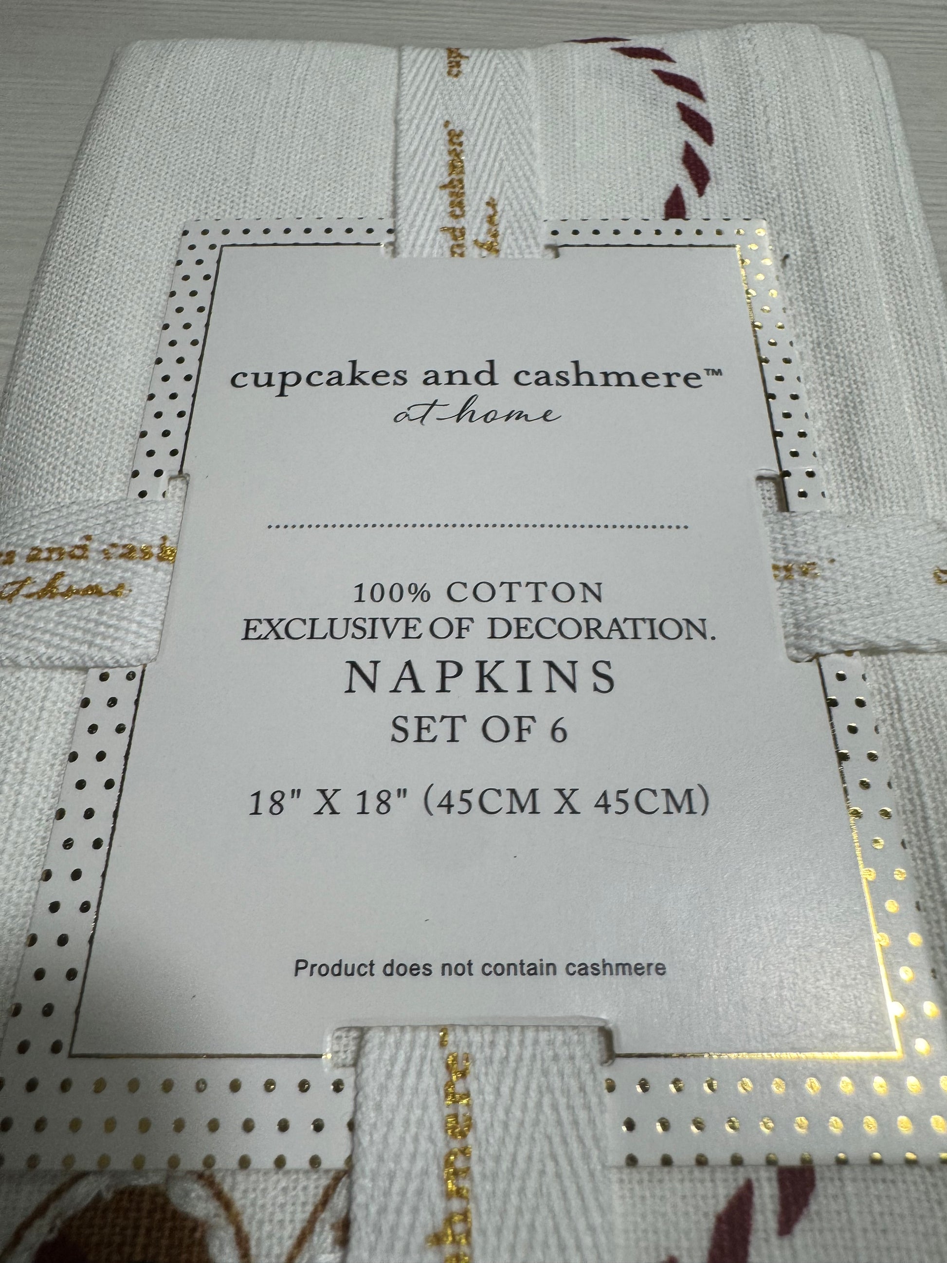 Set of 6 embroidered cotton napkins with gingerbread and candy cane Christmas design from Cupcakes and Cashmere