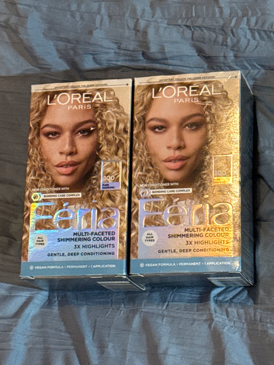 L'Oreal Paris Feria Multi-Faceted Shimmering Permanent Hair Color, 100 Pure