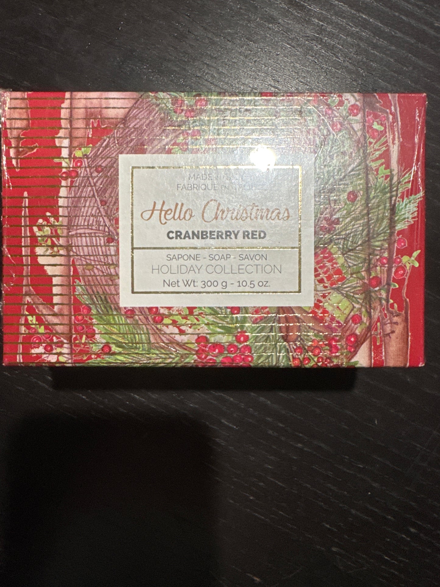 Hello Christmas Cranberry Red 10.5 oz soap