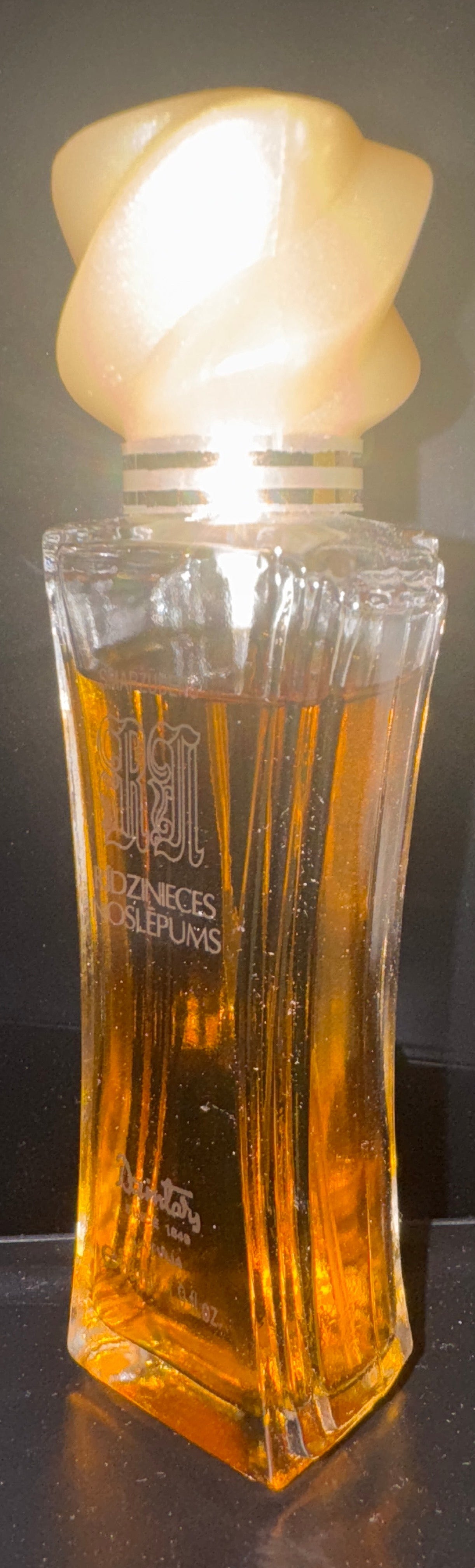 Dzintars Secret of Riga perfume bottle with cream cap and original packaging