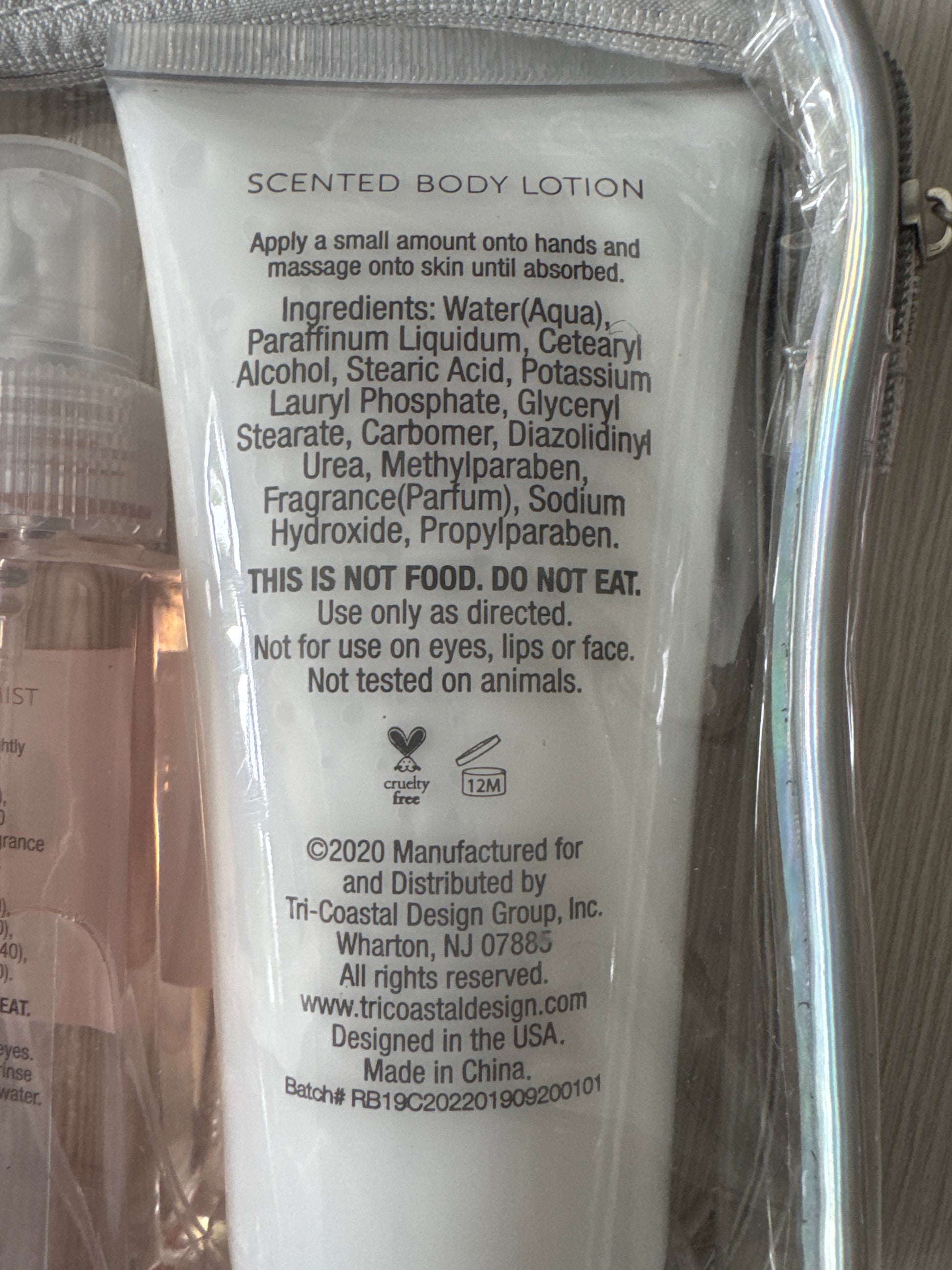 Simple Pleasures full-size rosewater peony body care set with lotion, mist, and shower gel in reusable zip pouch