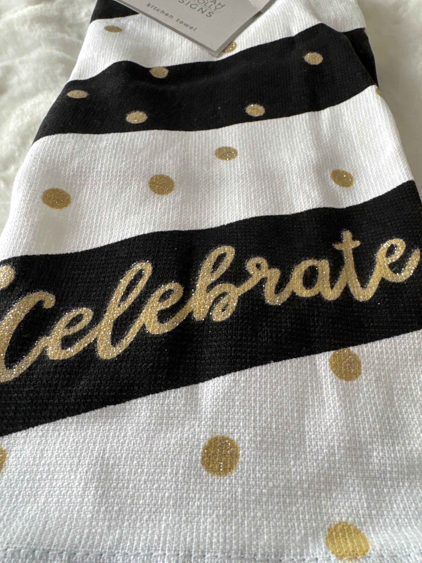 Set of 2 Kitchen Towels | "Celebrate" Design | 18" x 28"